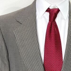 Nordstrom 42R 2-Button Blazer Silk Wool Tweed Houndstooth Sport Coat Jacket